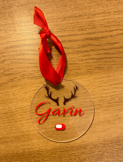 Personalised reindeer bauble