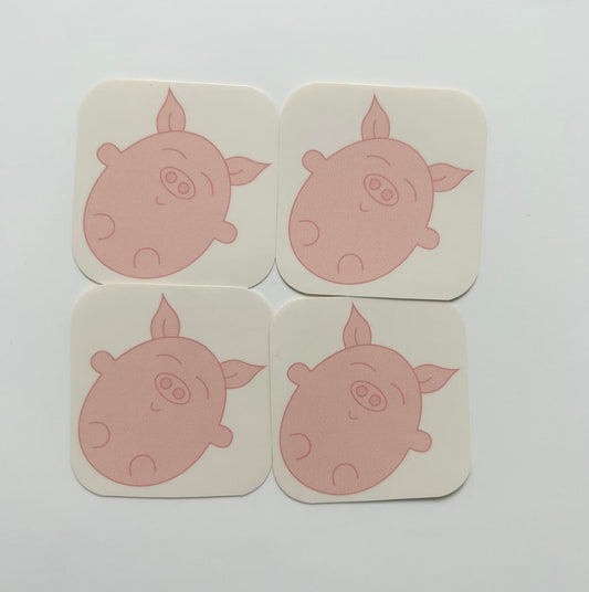 2x cute sleeping pig sticker