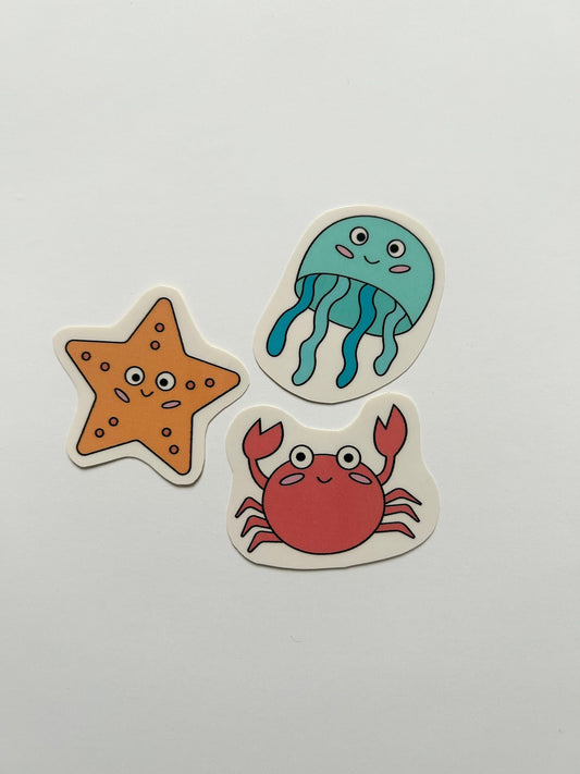 Set of sea creature stickers