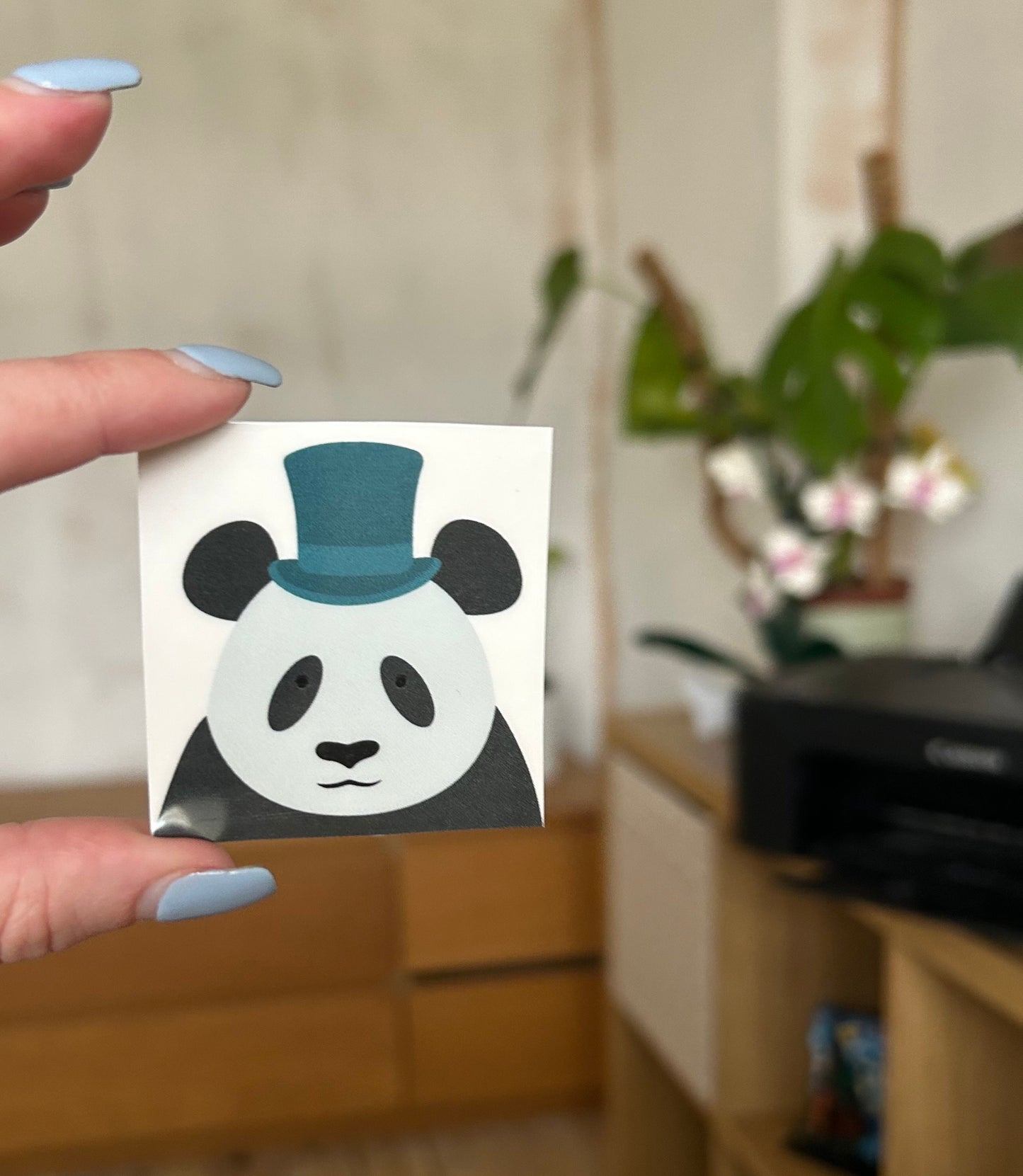 2x cute panda in a hat sticker