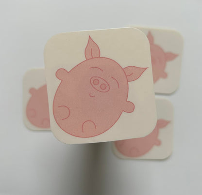 2x cute sleeping pig sticker