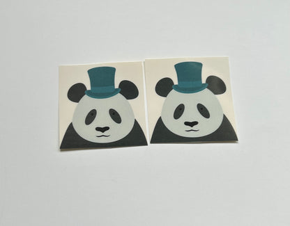 2x cute panda in a hat sticker