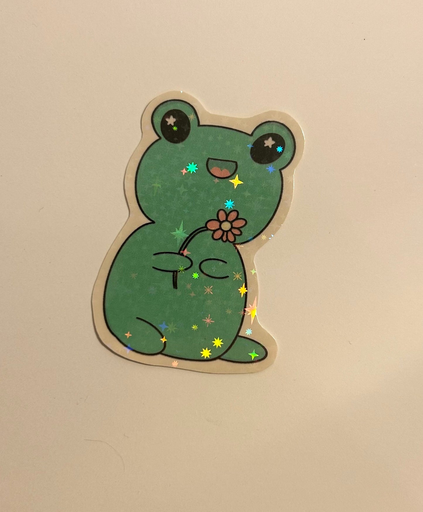 Cute sparkly frog sticker