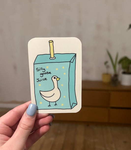 Cute silly goose juice sticker