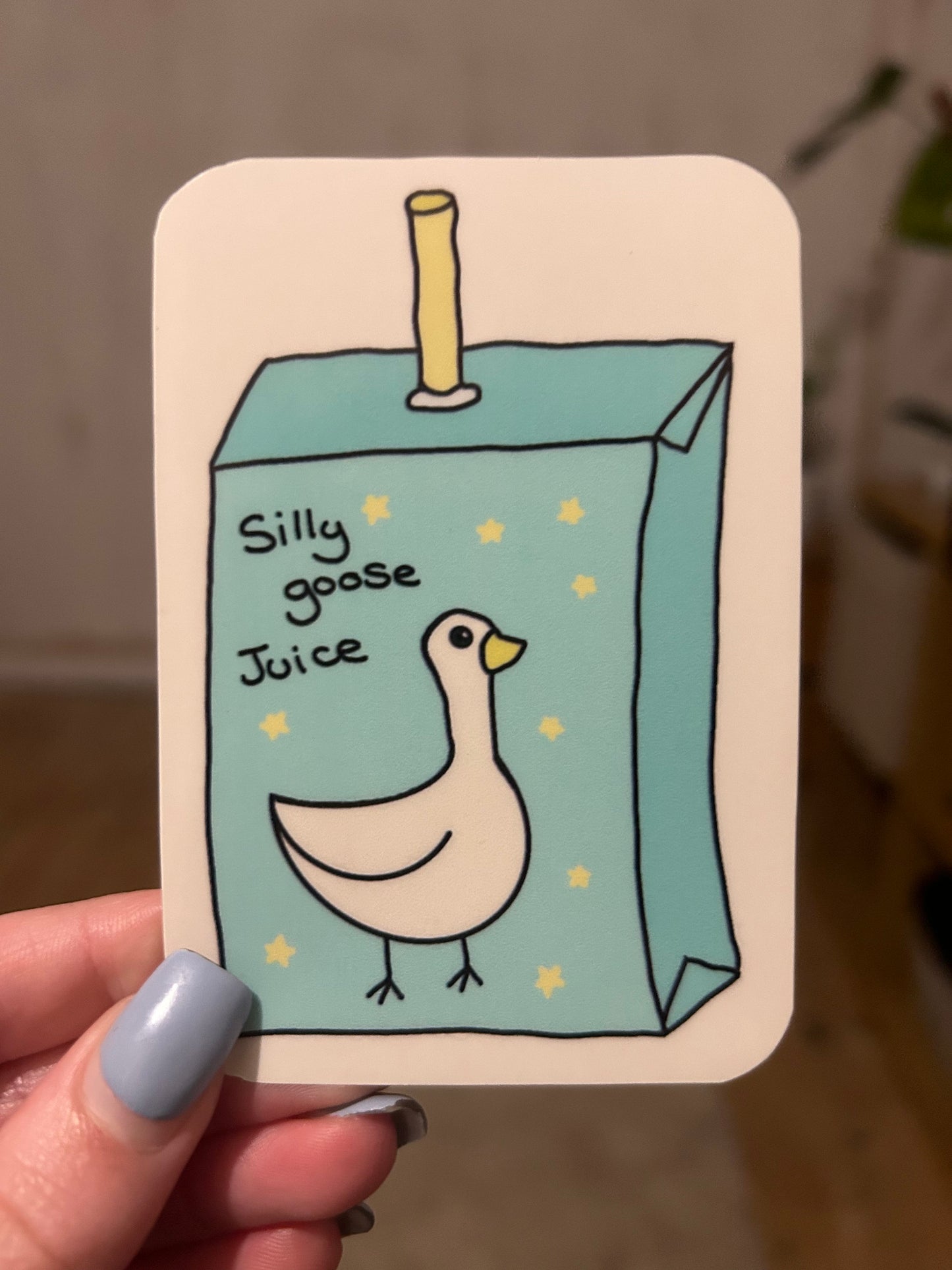 Cute silly goose juice sticker