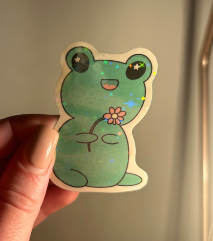 Cute sparkly frog sticker