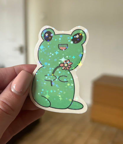 Cute sparkly frog sticker