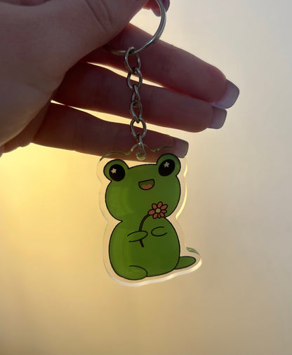 Cute acrylic frog keyring