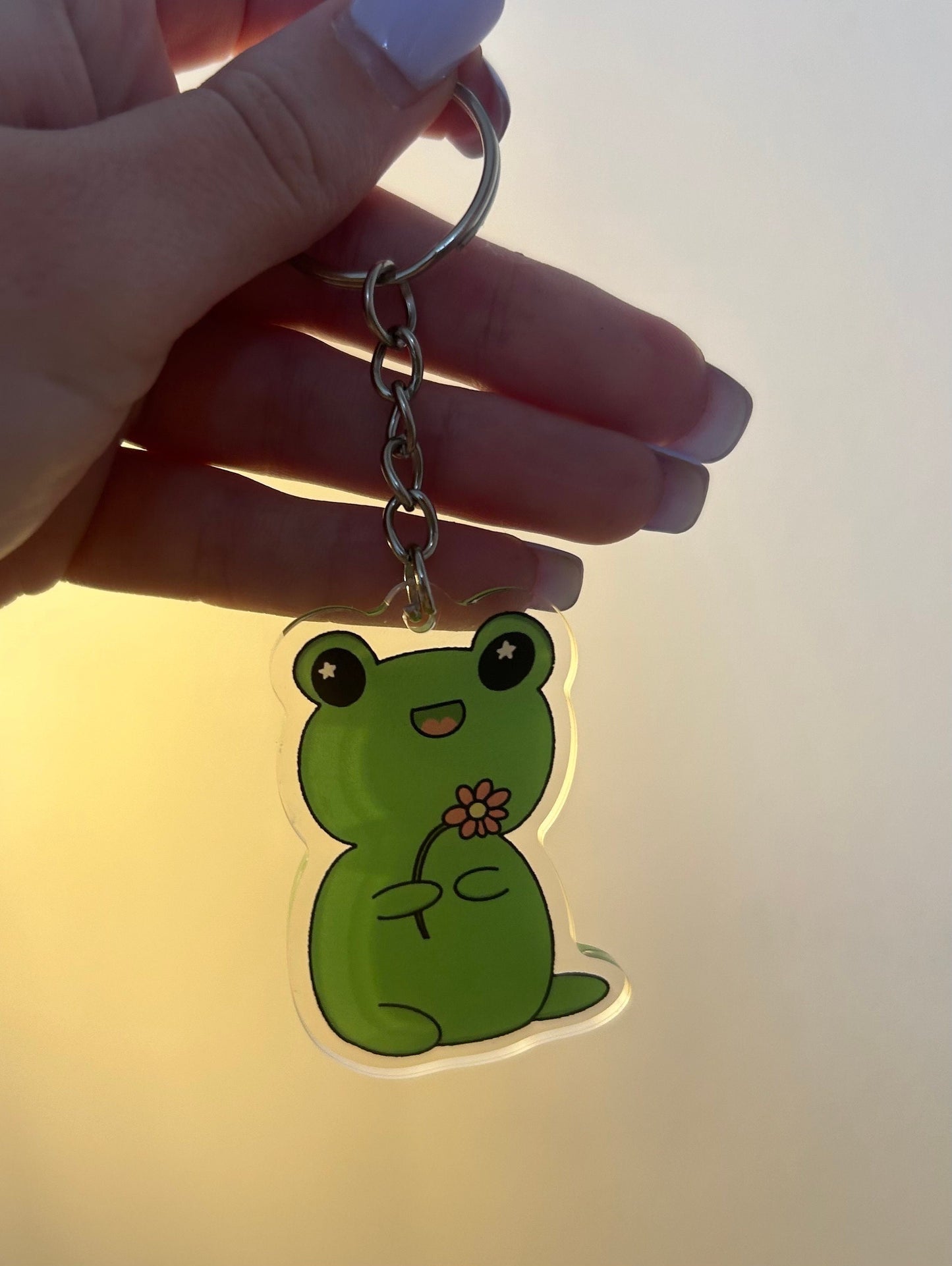 Cute acrylic frog keyring