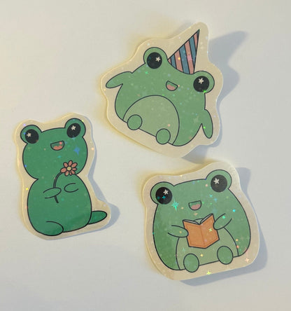 Cute sparkly frog sticker